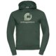 Dark green cotton hoodie for men with hood and kangaroo pocket.