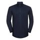 Navy cotton-polyester men's shirt with button placket.