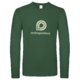 Green cotton long-sleeved shirt for men with a round neckline.