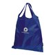 Dark blue transforming bag made of lightweight material with drawstring.