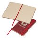 Red notebook with elastic band and ribbon bookmark.