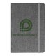 Silver-gray notebook with elastic band closure.