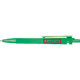 Green ballpoint pen made of recycled ABS plastic with clip and push button.