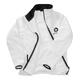 White polyester softshell jacket for women with full zipper and side pockets.