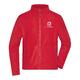 Red polyester fleece jacket for men with full zipper.