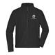Black fleece jacket for men with full zipper and side pockets.
