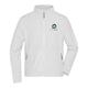 White polyester fleece jacket with full zipper.