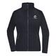 Navy blue polyester fleece jacket for women with a full zipper.