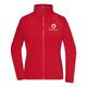 Red polyester fleece jacket for women with full zipper.