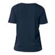 Navy blue women's t-shirt made of organic cotton with short sleeves and a round neckline.