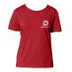 Red women's T-shirt made of organic cotton with short sleeves and a round neckline.