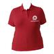 Red women's polo shirt in organic cotton with short sleeves.