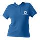 Royal blue women's polo shirt in organic cotton with short button placket.