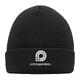 Black knitted hat made of soft material.