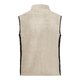 Beige/black polyester fleece vest with stand-up collar.
