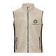 Beige fleece vest with full zipper and side pockets.
