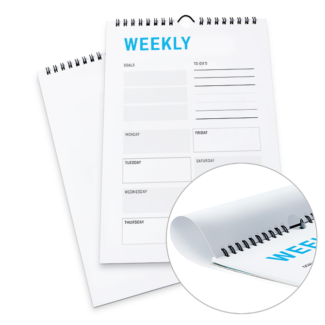 Weekly calendars with spiral binding 4/0
