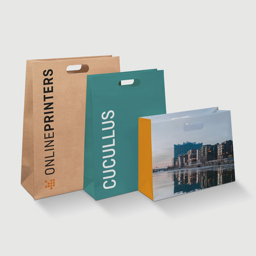 Eco/natural paper bags with die cut handles, 35 x 25 x 10 cm 1